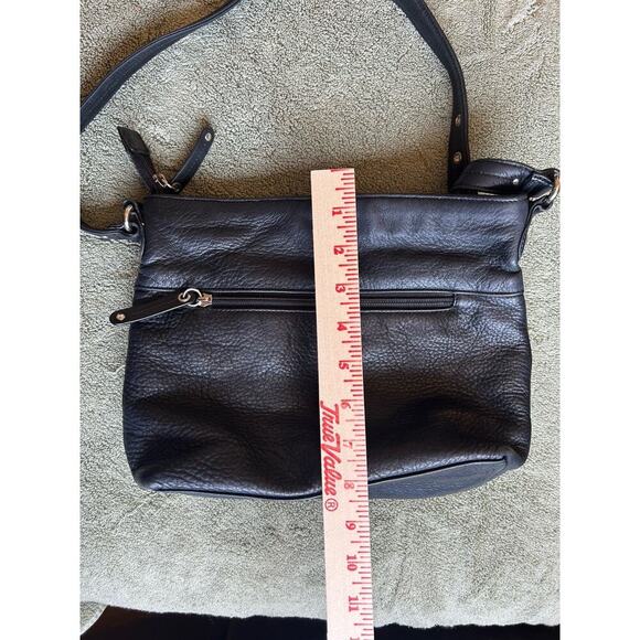 Stone Mountain Black Leather Shoulder Bag Adjustable Strap Pink Lining Purse - Picture 3 of 8